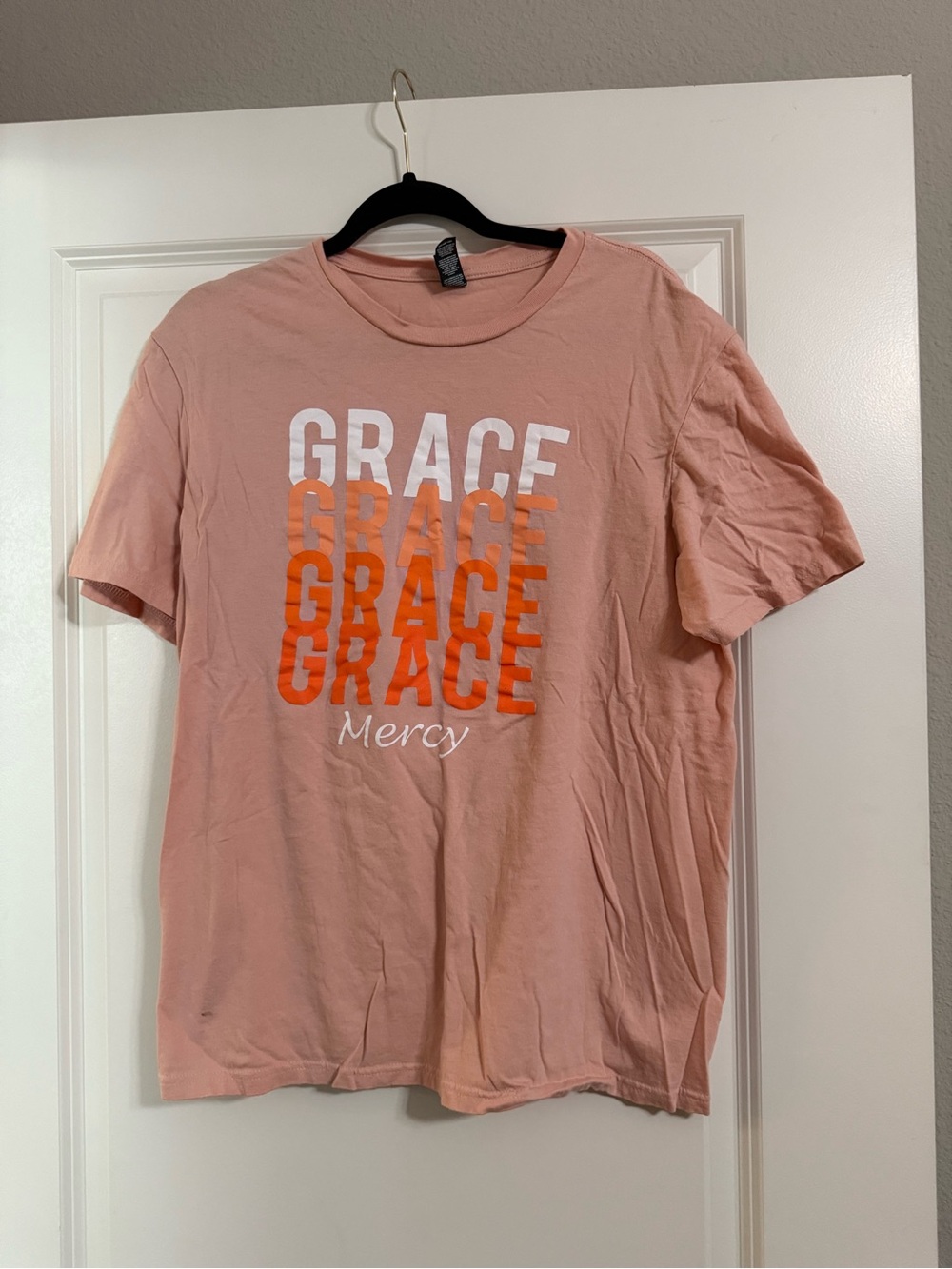 Grace Mercy Graphic Tee - Blush Pink & Orange